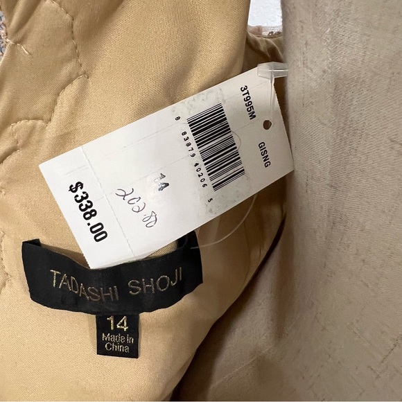 Tadashi Shoji Gold Embellished Sequin V Neck Cocktail MIDI Dress - Reemoly - Picture 14 of 14